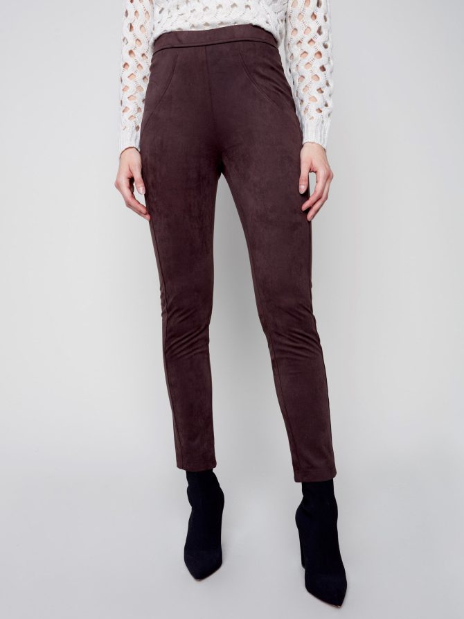 Faux Suede Leggings (Chocolate)